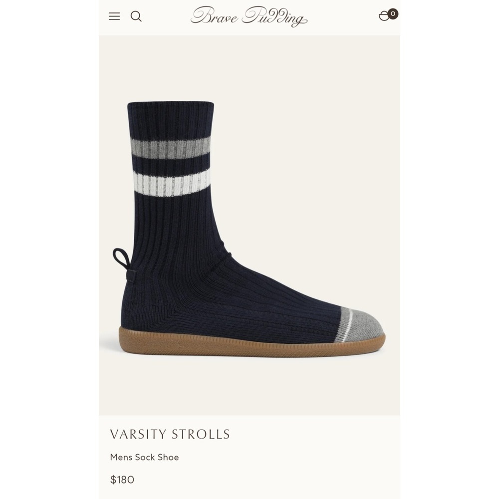 Brave Pudding Varsity Strolls Sock Shoes Collegiate Navy Blue Size 8M / W10
